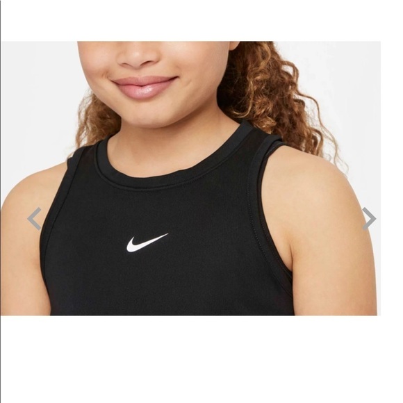 Girls Nike Black Tank Top High Neck Striped Sheer Racerback Size Large - Picture 3 of 11